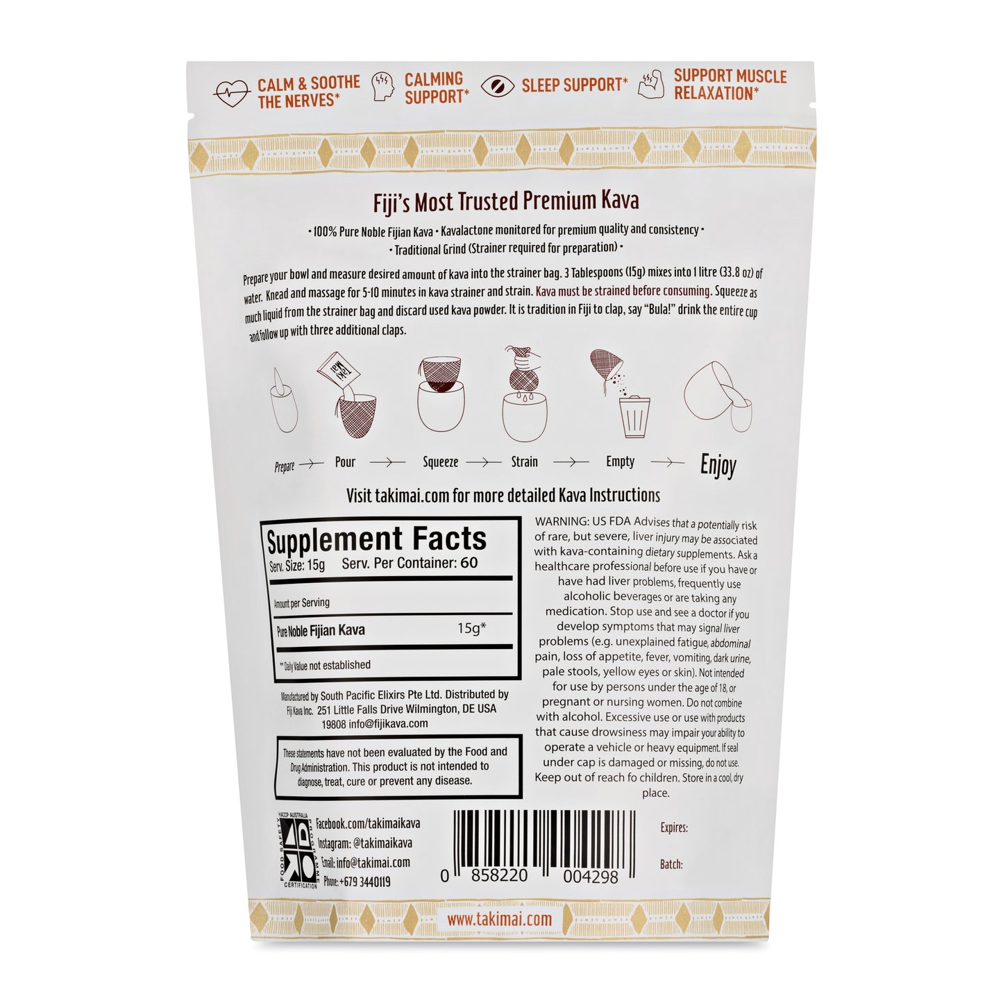 Taki Mai 100% Noble Kava Traditional Grind Vanuatu Blend