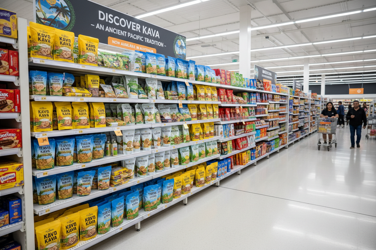 FijiKava on the shelf in an Australian supermarket