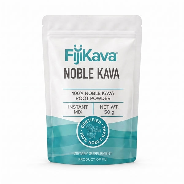 FijiKava Instant Noble Kava Powder 50g pouch, front of pack