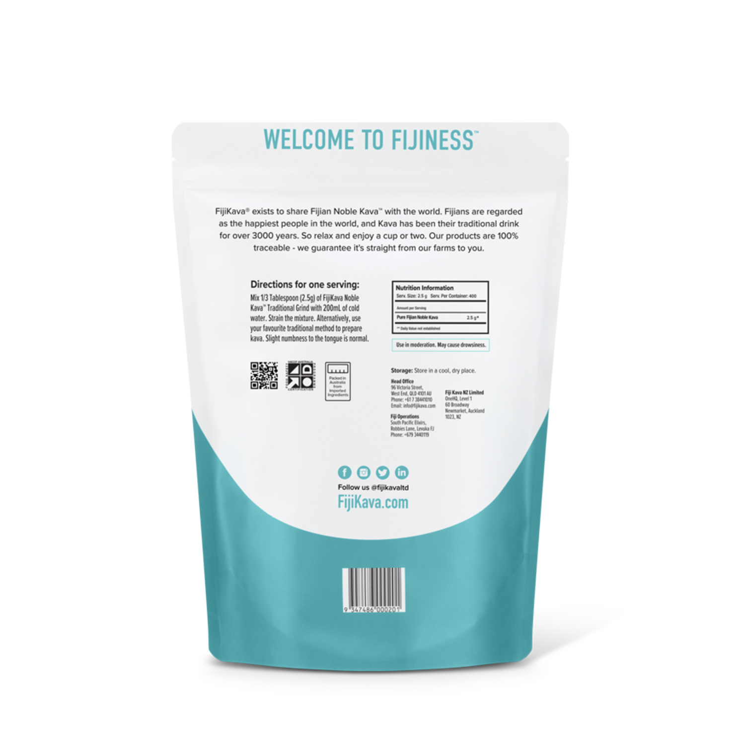 Traditional Grind FijiKava Powder - 100% Certified Fijian Noble Kava